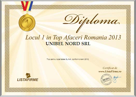 Unibel Nord in the first place in the ranking of ListaFirme.ro