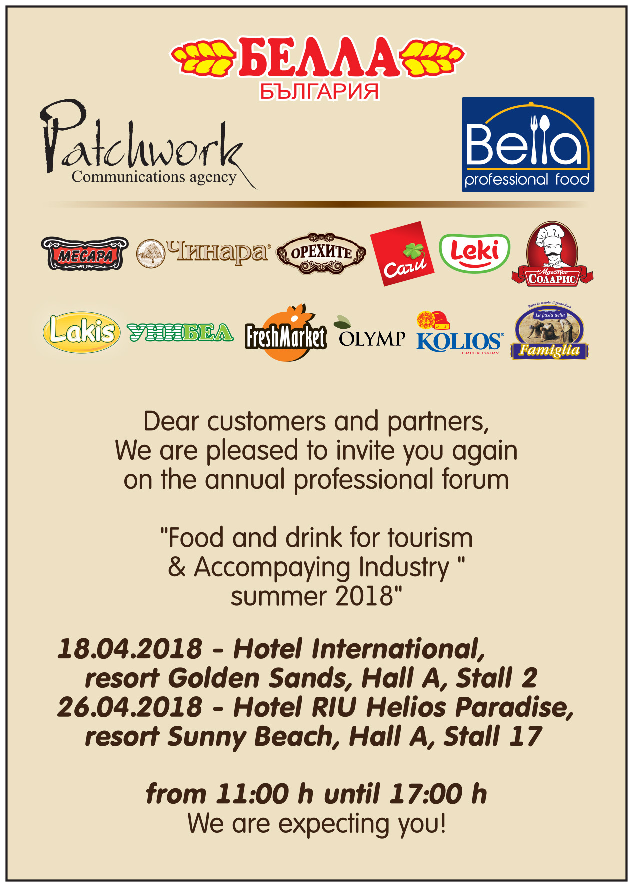 Business meetings with Bella Professional Food in Golden Sands & Sunny Beach in April