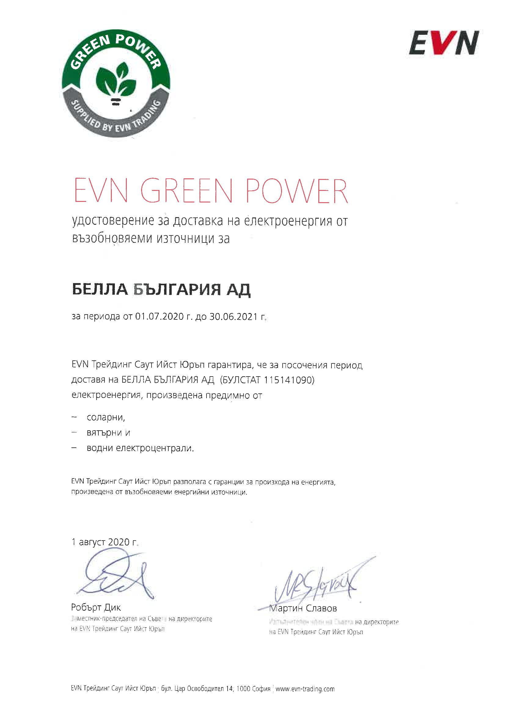 EVN Green Energy 2020-2021
